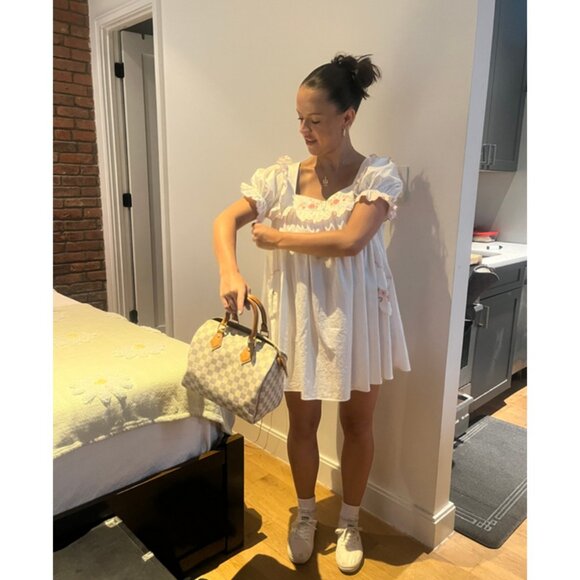 FOR LOVE & LEMONS  Tea Time Babydoll Mini Dress in White Size Small - Picture 16 of 16